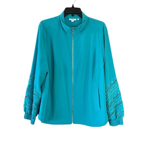 CHICO'S Women's Size XL Teal Zip Jacket Pants Comfort Loungewear Tracksuit Set - Picture 3 of 13